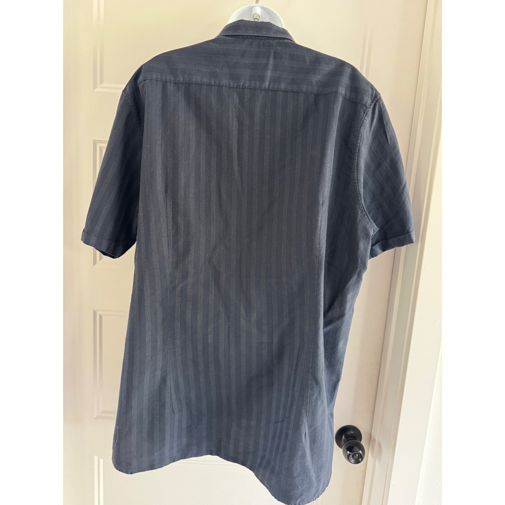 Ted Baker London Mens Navy Blue Stripe Short Sleeve Button Up Shirt Size XL - Picture 7 of 10